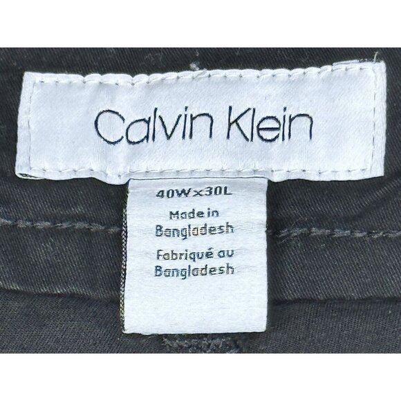 Calvin Klein Mens Pants Slim Fit CK Cotton Blended Black Size 40x32 - Picture 7 of 13